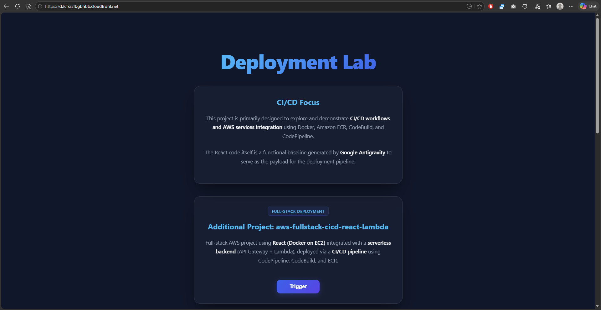 Live Application Dashboard